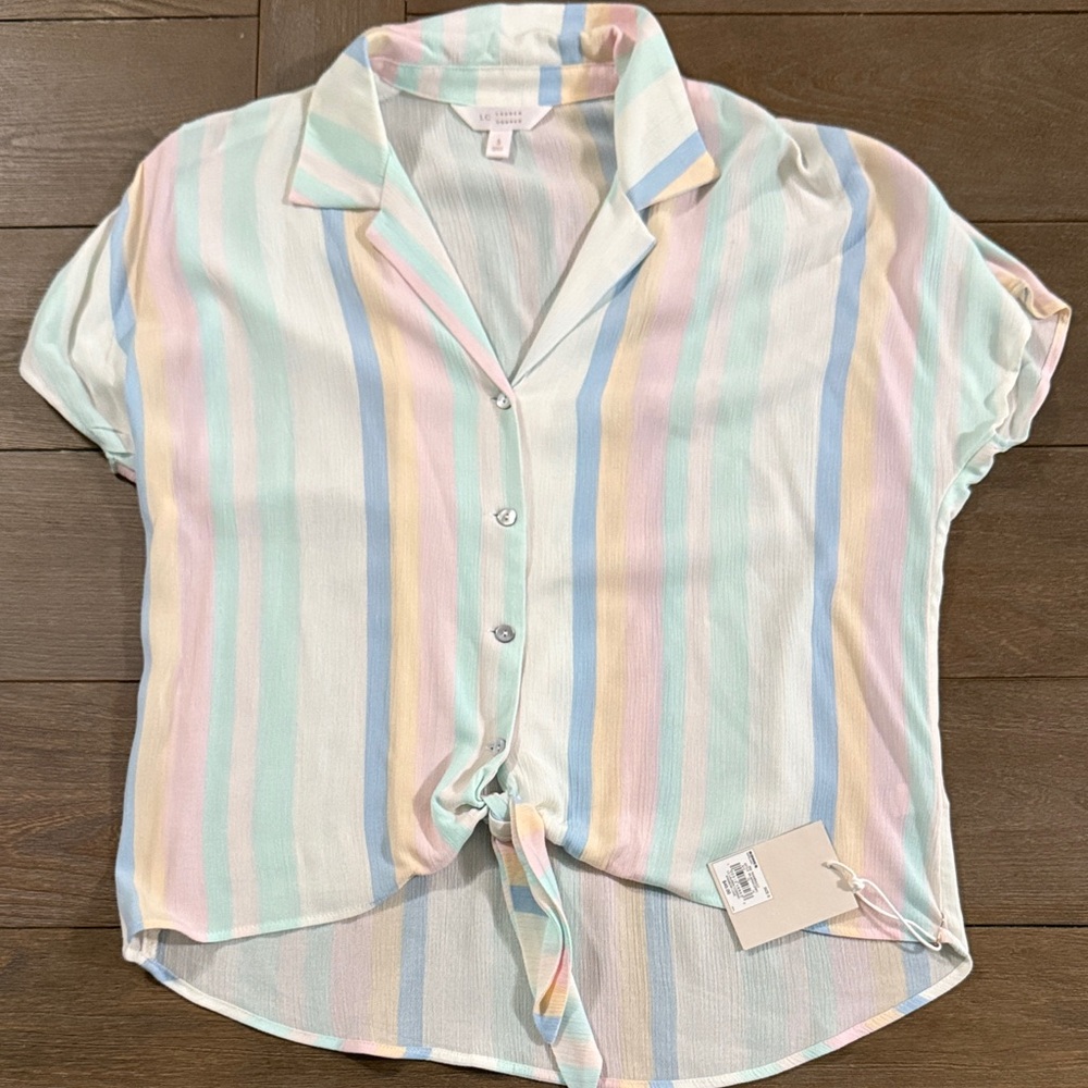 NWT Lauren Conrad Pastel Stripe Button Down